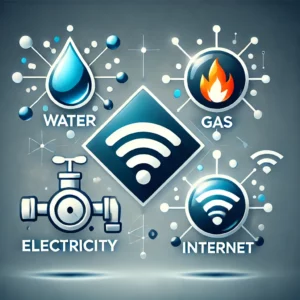 The four essential utilities (water, gas, electricity, internet)